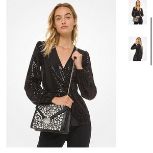 NWT Michael Kors MIRROR dot cross over top